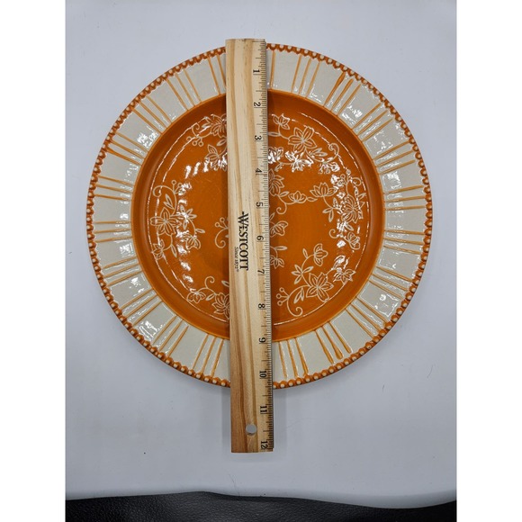Temptations by tara Floral Lace 10.5 inch Dinner Plate Orange White - Picture 4 of 5